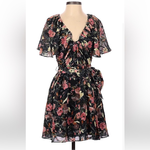 Tanya Taylor NWT $495 Mara Floral Print Flutter Sleeve Mini Dress Size 6 - Picture 6 of 8
